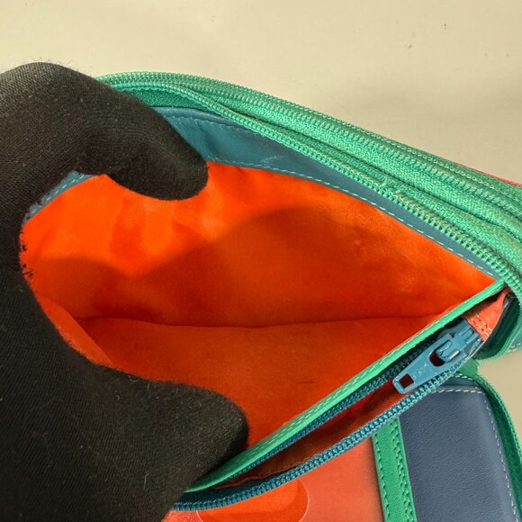 Mywalit Blue Leather Double Zip-Around Wallet - Picture 9 of 14